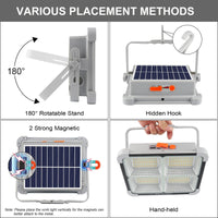 3 x RAW Customer Returns Cemeons LED Construction Spotlight Battery Portable 150W LED Work Spotlight Solar Rechargeable Camping Lamp 288LEDs Solar Panel 6 Light Modes, Ideal for Camping, Work, Fishing Emergency Construction Site Garage - RRP €65.4