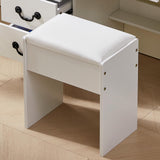 1 x RAW Customer Returns Puselo dressing stool dressing table stool with padded seat, stool for dressing table white - RRP €19.93