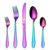 1 x RAW Customer Returns HOMQUEN 30 Piece Rainbow Color Cutlery Set, Stainless Steel Titanium Colorful Plated Dinnerware Set, Dinner Knife Fork Teaspoon Silverware Flatware Set, Service for 6 Colorful-30 Pieces  - RRP €36.98