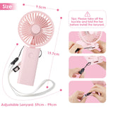 1 x RAW Customer Returns Hianjoo Handheld Fan Portable with Lanyard, Neck Fan Mini Fan, 3 IN 1 Foldable USB Fan, Rechargeable Quiet Pocket Fan for Home and Outdoor - Pink - RRP €9.06