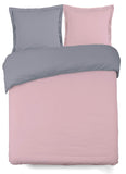 1 x RAW Customer Returns Vision Reversible Duvet Cover, Cotton, Grey Pink, 240 x 220 cm - RRP €35.65