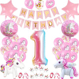 3 x Brand New Unicorn Kids Birthday Balloon Set for Girls Digital Aluminum Film Balloons 1 Years  - RRP €57.6