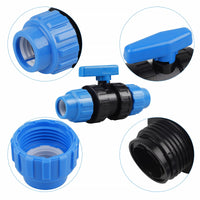 1 x RAW Customer Returns SWAWIS ball valve for PE pipe plastic ball valve PP fitting screw connection for PE pipe PE pipe ball valve, 25mm blue  - RRP €14.99