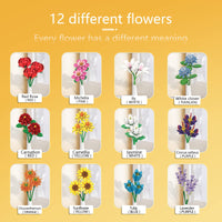 2 x RAW Customer Returns SIENON Flower Bouquet Kit, 1009 Pieces 12 Types of Flowers Collection, Building Blocks Flower Brick Toy Creative Project for Home Room Decoration Valentine s Day Christmas Birthday - RRP €79.98