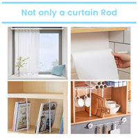 1 x RAW Customer Returns MUHOO curtain rod 2 pieces, clamp rod curtains, telescopic curtain rod without drilling, use as a window curtain rod DIY shelf extendable clothes rail - white 55-90 cm, 14mm  - RRP €17.14