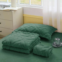 1 x RAW Customer Returns KEAYOO Plush bed linen 155x220 cm cuddly bed linen with fluffy teddy fleece extra warm for winter pillowcase 80x80cm dark green, 155x220  - RRP €42.35