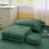 1 x RAW Customer Returns KEAYOO Plush bed linen 155x220 cm cuddly bed linen with fluffy teddy fleece extra warm for winter pillowcase 80x80cm dark green, 155x220  - RRP €42.35