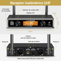 1 x RAW Customer Returns TONOR UHF Microphone Wireless Set with Bodypack Transmitter Headset Headband Wireless Microphone Lavalier Clip-on Microphones, 2x5 Frequencies 60m Range Wireless Microphone for Singing, Karaoke, Church, DJ - RRP €109.99