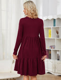 1 x Brand New MAVIS LAVEN Women s Maternity Dress Rib Knit Crew Neck Long Sleeve Casual Maternity Dresses for Photo Shoot Baby Shower, Wine Red XL - RRP €27.06