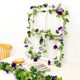 1 x RAW Customer Returns Hobyhoon Artificial Purple Roses Flower Garland Silk Hanging Flower Garland Decorative Flower Vines for Room Decoration Wedding Flowers Arches for Ceremony 3pcs - RRP €18.14