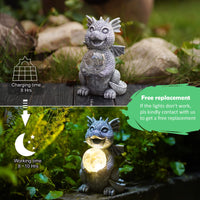 1 x RAW Customer Returns Yeemoo Dragon Figures Garden Decoration for Outdoors, Funny Dragons Decoration Garden with Solar Ball Gifts for Men Women Girlfriend Mom Birthday Waterproof Fairy Garden for Balcony Gray - RRP €28.27