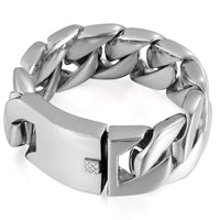 1 x RAW Customer Returns OIDEA Curb Chain Men s Bracelet 30mm Color Silver, Large Stainless Steel Biker Bangle Curb Bracelet High Polished Bracelet - RRP €37.2