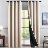 1 x RAW Customer Returns Topfinel Blackout Curtains with Eyelets Beige 100 Opaque Curtains Living Room Thermal Curtain 225 cm Long, Blackout Curtain Short 140 cm Wide, Set of 2 - RRP €39.98