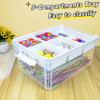 1 x RAW Customer Returns Creahaus 16L Storage Box with Removable Tray, Plastic Container with Lid and Locking Buckles, Stackable Craft Box for Art, Playdoh, Tools, Crafts, Toys - RRP €33.99