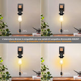 1 x RAW Customer Returns 2 Pack Wall Light for Bedroom with Plug, Indoor Wall Lamp Made of Wood and Metal, E27 Vintage Wall Sconces, Industrial Wall Lights with Black Dimmer Switch, for Living Room, Farmhouse - RRP €20.4