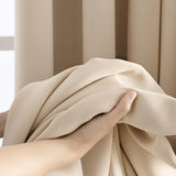 1 x RAW Customer Returns MIULEE Blackout Curtains with Gathering Tape Beige Opaque Curtains Set of 2 H 245 x W 140 cm Thermal Curtain Against Heat Curtains Living Room Modern with Gathering Tape - RRP €34.99