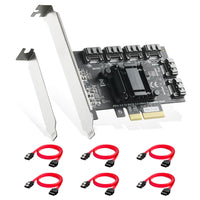 1 x RAW Customer Returns Binardat 6-Port PCIE X4 to SATA Card, SATA 3.0 6Gbps Controller, Includes 6 SATA Cables and Low Profile Bracket, for Windows 10 11 - RRP €44.99