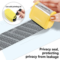 1 x Brand New ANBOO 2Pcs Confidential Roller Stamps, Yellow Confidential Rolling Stamps Kit Medium and Large with 4 Ink Refills, for Private Information Materials - RRP €19.2