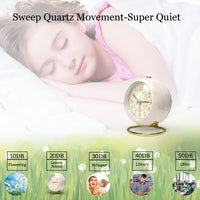 1 x RAW Customer Returns Justup 4 inch analog alarm clock, small quiet table clock, classic retro alarm clock with no ticking, night light, noiseless, battery operated, HD glass for interior design living room kitchen bedroom white  - RRP €16.13