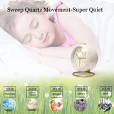 1 x RAW Customer Returns Justup 4 inch analog alarm clock, small quiet table clock, classic retro alarm clock with no ticking, night light, noiseless, battery operated, HD glass for interior design living room kitchen bedroom white  - RRP €16.13