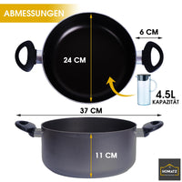 1 x RAW Customer Returns Homatz cooking pot 4.5L, 24 cm non-stick induction cooking pot with lid - Large soup pot, aluminum induction base, heat-resistant handles - Suitable for all types of stoves - RRP €29.08