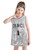 1 x RAW Customer Returns LOLANTA Girls Sequin Dance Costume Hiphop Dance Costume 146 152 Silver, Day 150  - RRP €29.98