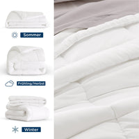 1 x RAW Customer Returns BEDSURE duvet 155x220 set of 2 450gsm - duvet 155x220 winter including 4 season duvet 155x220 300gsm 150gsm summer duvet, 2 buttoned quilts for winter - RRP €35.28