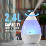 1 x RAW Customer Returns INNObeta Waterdrop 2.0 Ultrasonic 2.4L Humidifier Cool Mist with Filter for Babies, Children, Quiet, Automatic Shut-off, 7-Color LED Lights - RRP €39.99