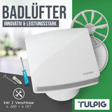 1 x RAW Customer Returns TULPIG bathroom fan 100mm - Low-noise bathroom fan 34dB - Bathroom fan with humidity sensor timer function - Bathroom fan with overrun for wall, ceiling window mounting - RRP €39.99