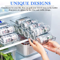 1 x Brand New BUZIFU 2 Pack Cans Drinks Organizer Refrigerator Plastic Refrigerator Can Holder Stackable Drinks Cans Dispenser Organizer Transparent Can Dispenser for Freezer Fridge - RRP €16.42