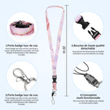 1 x RAW Customer Returns Lanyard with Card Holder Swivel Lobster Clasp with Neck Straps, Retractable for Nurse ID Cards, Keys, Camera Marble Pink  - RRP €16.8