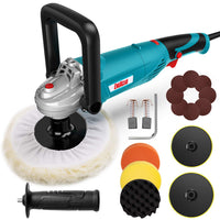 1 x RAW Customer Returns Polishing machine, ENEACRO 1200W polisher 6 variable speed 1000-3500rpm with 150 180mm polishing pad, removable D-handle and side handle, for polishing cars, furniture - RRP €73.1