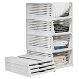 1 x RAW Customer Returns 4 Set Foldable Wardrobe Storage Boxes Plastic Storage Boxes Shelf Baskets Folding Kitchen Drawer Inserts Stackable Storage Boxes Transport Boxes Cabinet Container Cube Pull-Out Drawer - White - RRP €43.26