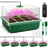 1 x RAW Customer Returns YAUNGEL indoor greenhouse cultivation box with plant lamp, 5 pieces 60 large cells greenhouse cultivation set with timing controller adjustable brightness, thick greenhouse with lid ventilation, green - RRP €19.1