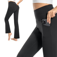 1 x RAW Customer Returns GymCope High Waist Flared Pants, Elastic Yoga Pants, Yoga Wide Leg Pants with 4 Pockets, Pantajazz Flare Elastic Elephant Leggings for Yoga, Work, Fitness, Casual - RRP €24.99