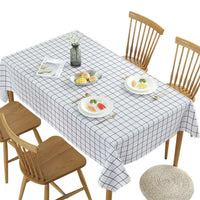 2 x Brand New PVC tablecloth, rectangular tablecloth, 2 pieces 137 180 cm, stain protection, easy-care, washable, dirt-repellent color, white checked style pattern tablecloth - RRP €60.0