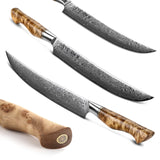 1 x RAW Customer Returns HEZHEN Damascus Carving Knife, Damascus Steel Meat Knife Professional Slicer Knife, For Cutting Turkey, Grill - RRP €121.0