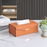 1 x RAW Customer Returns MEIBOOCH Foldable Tissue Box Cover Rectangular Leather Tissue Box Holder with Magnetic Closure Height 9.2cm, Orange  - RRP €17.21