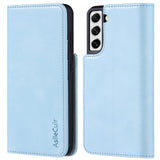 1 x RAW Customer Returns AsileCuir Case Compatible with Samsung Galaxy S21 FE 5G 6.4 inch Cell Phone Case, PU Leather Protective Case Folding Case with Card Slot Magnetic RFID Cell Phone Case Stand Shockproof Flip Case Cover, Blue - RRP €18.98