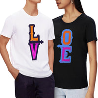 1 x Brand New LiKing T-shirts for Couples Women and Men Cotton Round Neck Casual Top, Pack of 1, Women Black Love, M - RRP €21.6