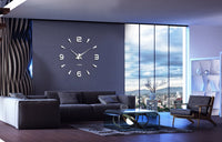 1 x RAW Customer Returns Mintime Frameless 3D DIY Wall Clock XXL Mute Mirror Sticker Home Office School Decoration Silver  - RRP €23.59