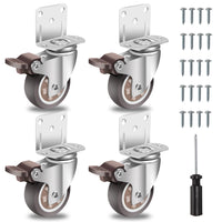 3 x RAW Customer Returns WBD WEIBIDA L-mounting plate furniture castors rubber 50mm with 4 brakes, 360-degree heavy-duty castors with 270kg load capacity, silent castors made of solid rubber for furniture transport, table, cabinet, set of 4 - RRP €58.14