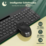 1 x RAW Customer Returns Wireless Keyboard and Mouse, 2.4 GHz Ultra-thin Quiet Full-size Set, Ergonomic with 18 Function Keys for Linux, Windows, iOS - German QWERTZ Layout - RRP €36.71