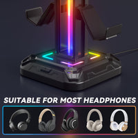 1 x RAW Customer Returns KDD Headset Holder RGB with 9 Light Modes - Controller Holder Desk - Rotatable Gaming Headphone Stand Removable Controller Hook for Gamer PC Xbox ONE PS5 Gaming Accessories Black  - RRP €30.0