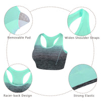 1 x RAW Customer Returns Sykooria Women s Sports Bra Padded Bustier Women s Bra without Underwire Racerback Push Up Bra with Color Gradient Sports Top for Yoga Fitness, 2 Pieces, Green Pink, L - RRP €19.88