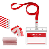 1 x RAW Customer Returns Gimars 50SETS Horizontal Waterproof Transparent PVC ID Card Case with Hanging Clip ID Card with Neck Strap for Conference Employee Student Fair,Red - RRP €19.8