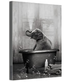 1 x Brand New UGZDEA Animal in the Bathtub Canvas Pictures, Black White Bear Elephant Cow Alpaca Bathroom Poster Home Decor-without Frame D, 40x60cm  - RRP €19.99