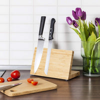 1 x RAW Customer Returns Amazy magnetic knife block including 15 chalk labels - Practical knife holder made of solid bamboo wood for safe and space-saving storage of your kitchen knives Without knives - RRP €29.99