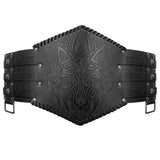 1 x Brand New HiiFeuer Viking Embossed Waist Armor, Nordic Faux Leather Wide Belt, Medieval Knight Corset Belt for LARP Costume Black B  - RRP €58.39