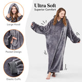 1 x RAW Customer Returns Lifewit Hooded Blanket, Warm and Cozy Hooded Blanket, Sleeves and Pockets, Wearable Blanket as a Flannel Robe for Women, Men, Medium, Gray - RRP €38.99